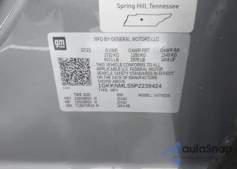 2023 GMC Acadia Fwd Slt from USA, damaged, VIN 1GKKNMLS5PZ239424